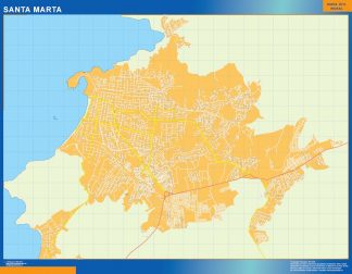 Mapa de Santa Marta en Colombia plastificado