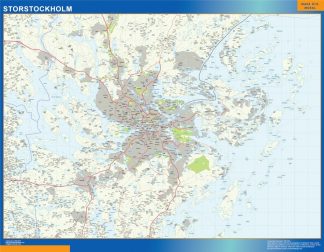 Mapa de Storstockholm en Suecia plastificado