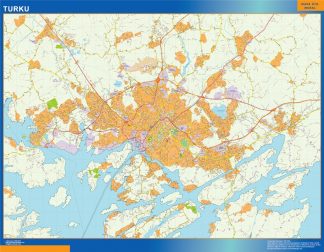 Mapa de Turku en Finlandia plastificado