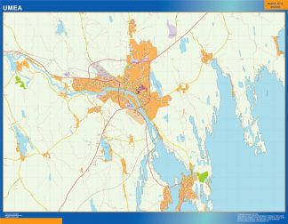 Mapa de Umea en Suecia plastificado