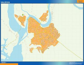 Mapa de Valdivia en Chile plastificado