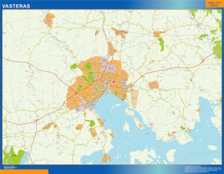 Mapa de Vasteras en Suecia plastificado