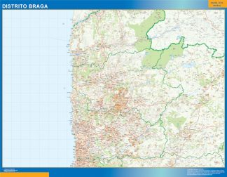 Mapa distrito Braga plastificado