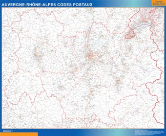 Mapa región Auvergne-Rhone-Alpes postal plastificado