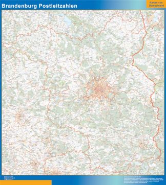 Mapa región Brandenburgo codigos postales plastificado