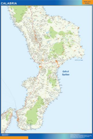 Mapa región Calabria plastificado
