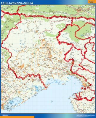 Mapa región Friuli Venezia Giulia plastificado