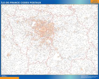 Mapa región Ile de France postal plastificado