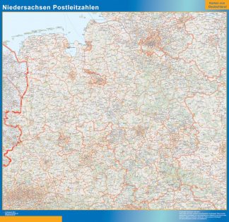 Mapa región Niedersachsen codigos postales plastificado