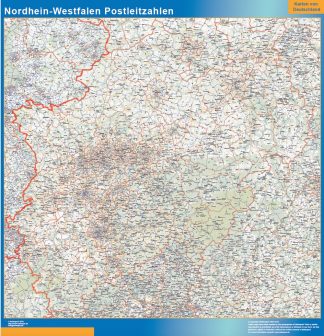 Mapa región Nordrhein-Westfalen codigos postales plastificado