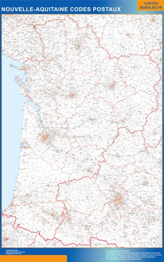 Mapa región Nouvelle Aquitaine postal plastificado